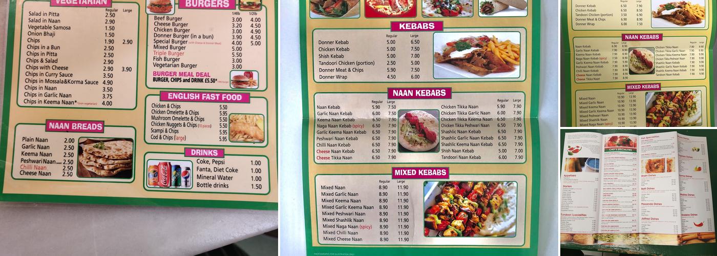 Shahin Kebab House Menu