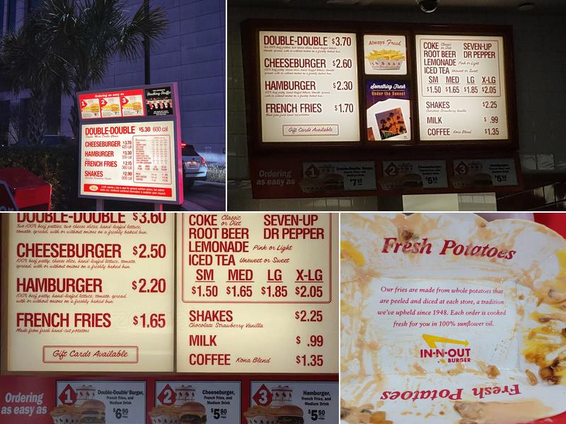 In-N-Out Burger Menu