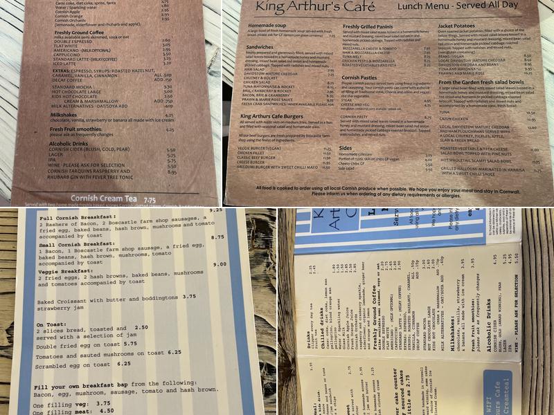 King Arthur's Cafe Menu