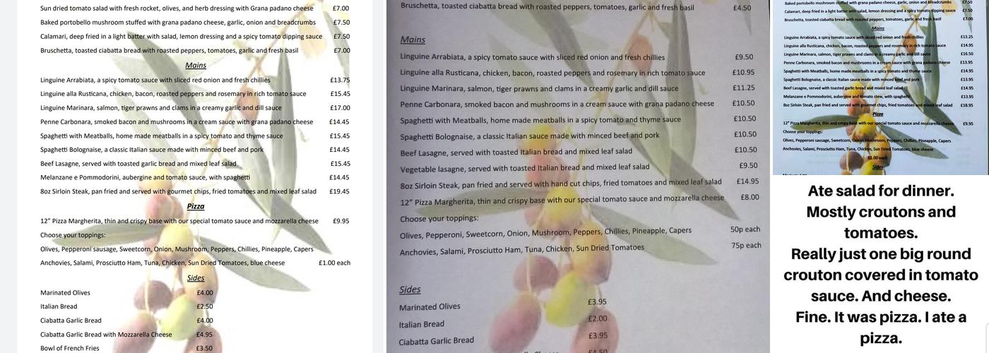 The Olive Garden Menu