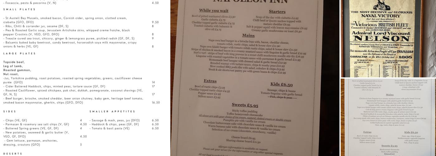 Napoleon Inn Menu