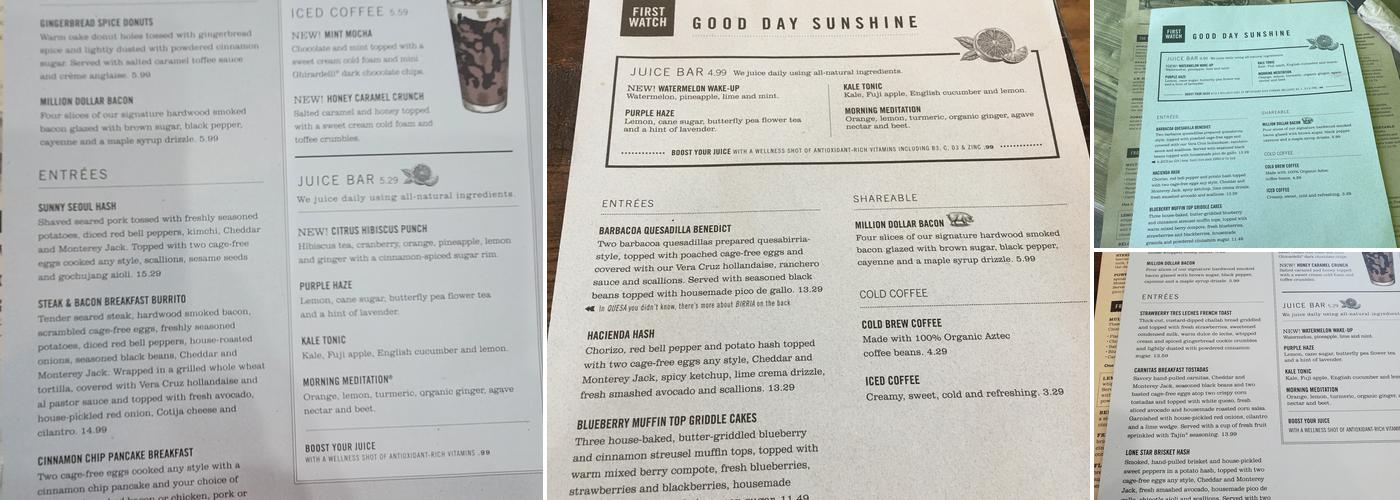 First Watch Menu