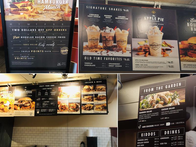 Wayback Burgers Menu