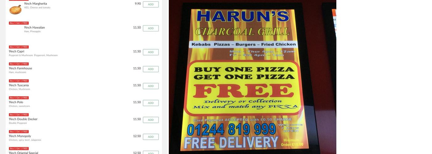 Harun's Charcoal Grill Menu