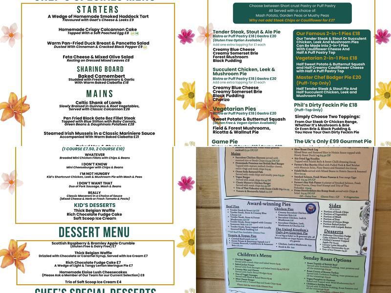 The Farmers Boy Inn Longhope Menu