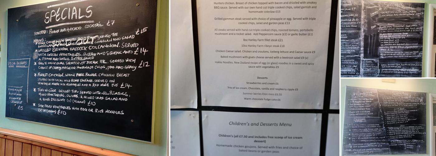 The Miners Arms Menu