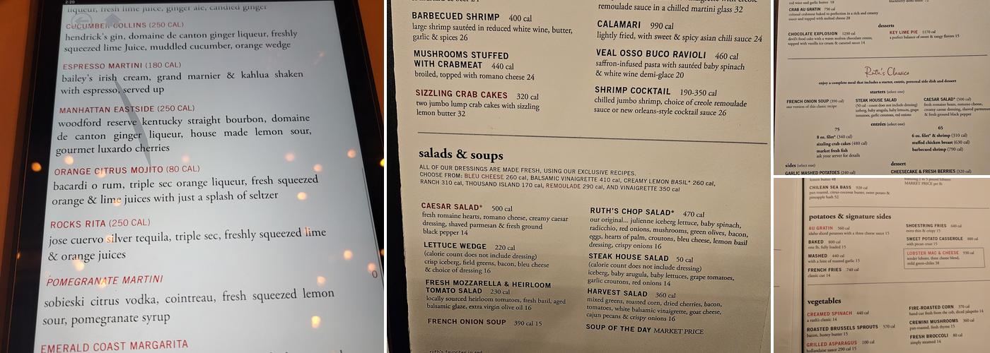 Ruth's Chris Steak House Menu