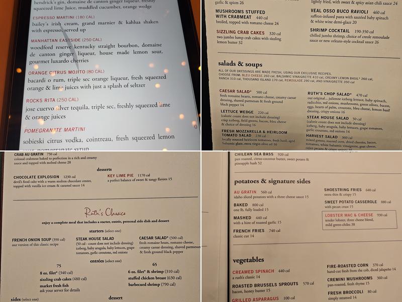 Ruth's Chris Steak House Menu