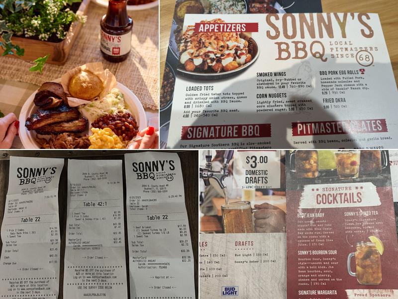 Sonny's BBQ Menu