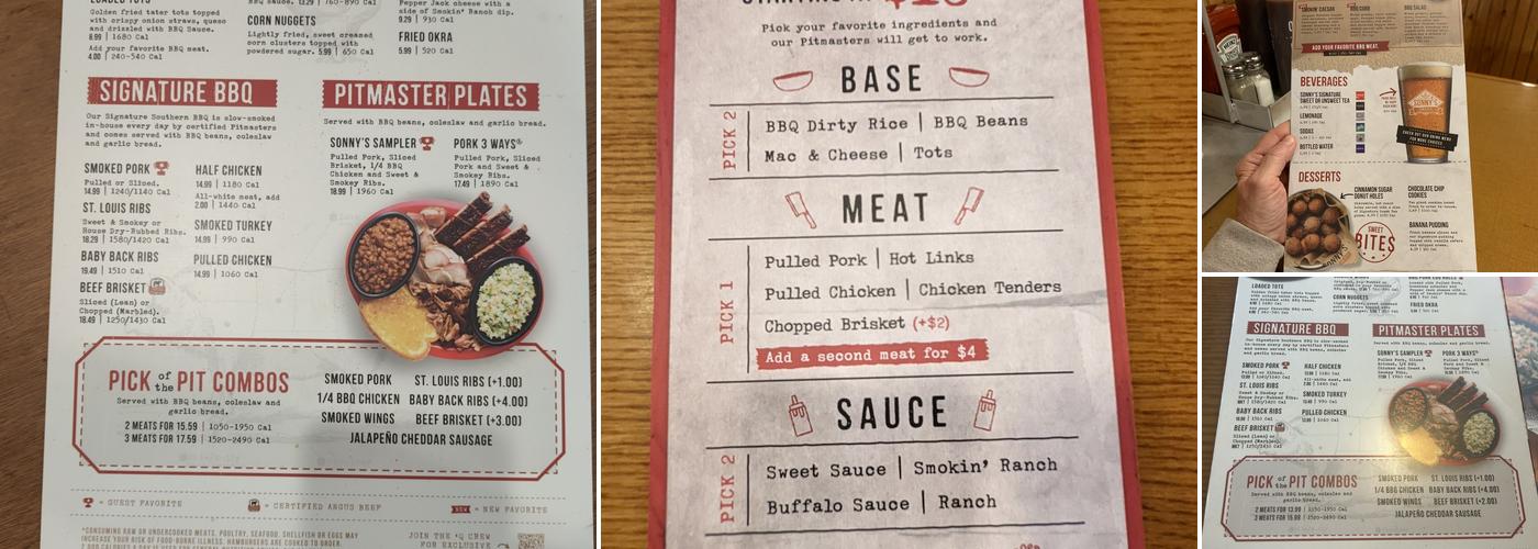 Sonny's BBQ Menu