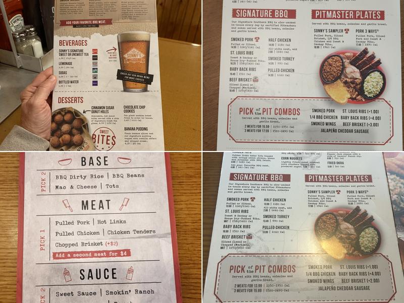 Sonny's BBQ Menu