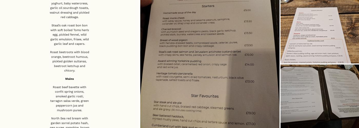 The Star Inn Menu