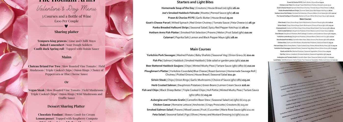 The Hotham Arms Menu