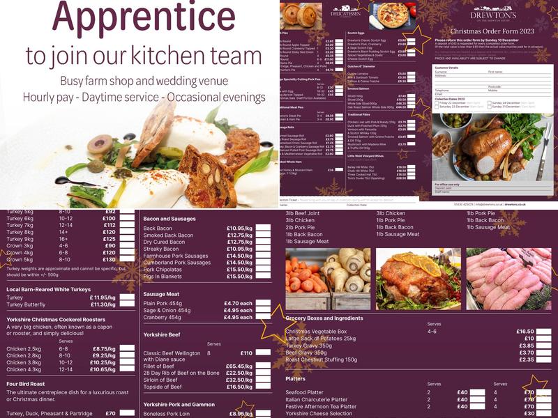 Drewton's Farm Shop Menu