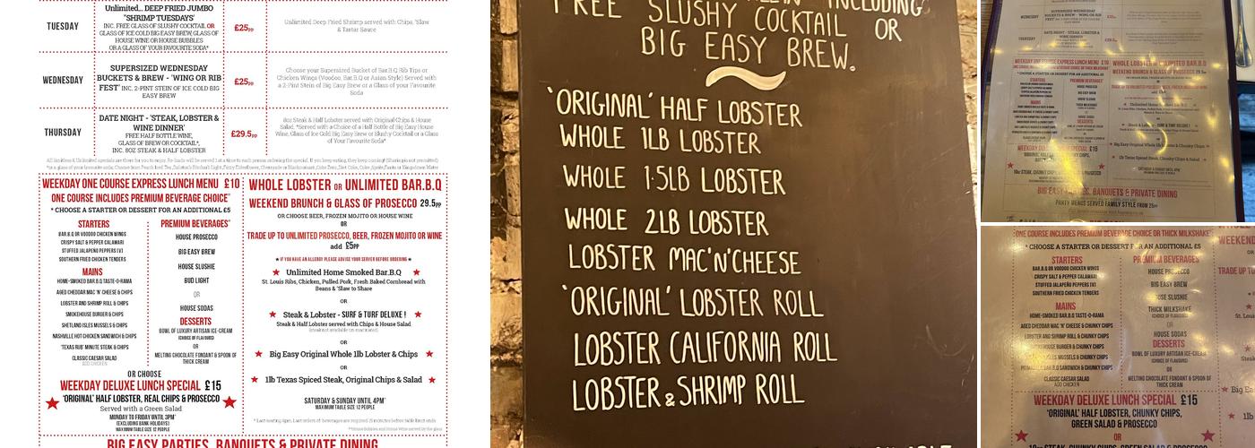 Big Easy Restaurant - Kings Road, Chelsea Menu