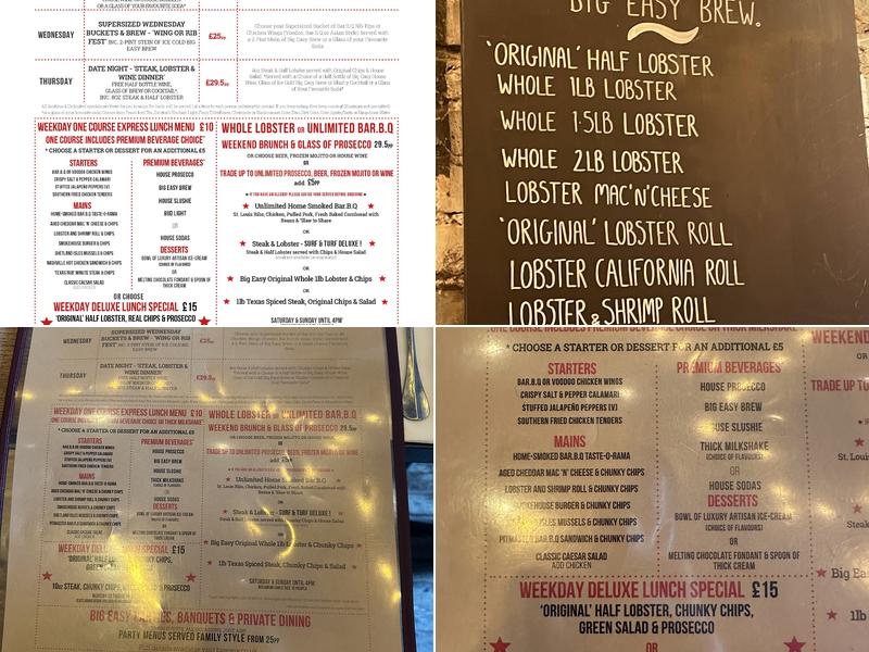 Big Easy Restaurant - Kings Road, Chelsea Menu