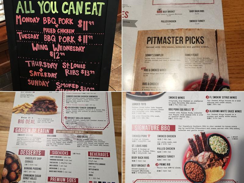 Sonny's BBQ Menu