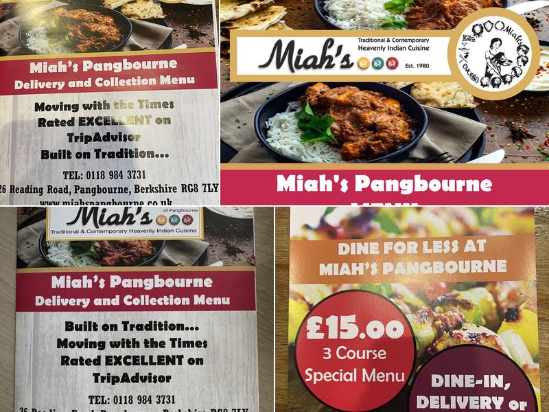 Miahs Of Pangbourne Menu