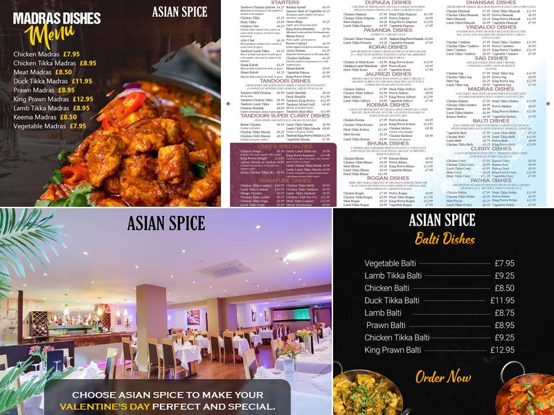 Asian Spice Ltd Menu