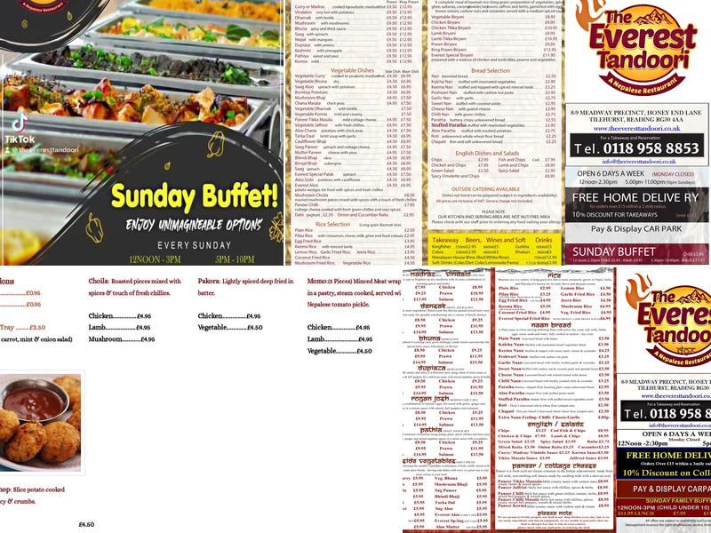 The Everest Tandoori Menu