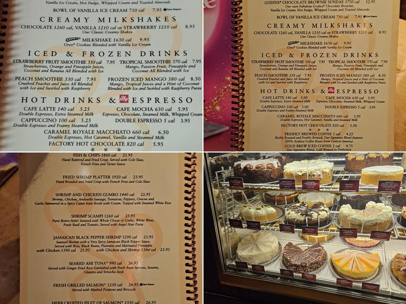 The Cheesecake Factory Menu