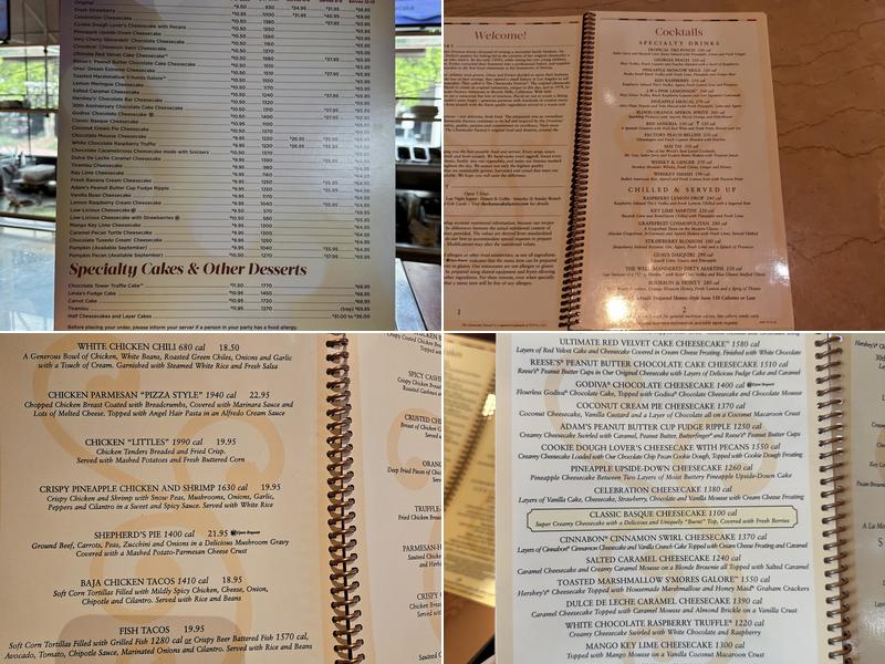 The Cheesecake Factory Menu