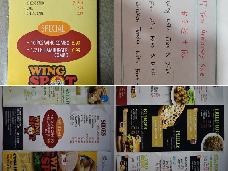 Wing Spot Menu