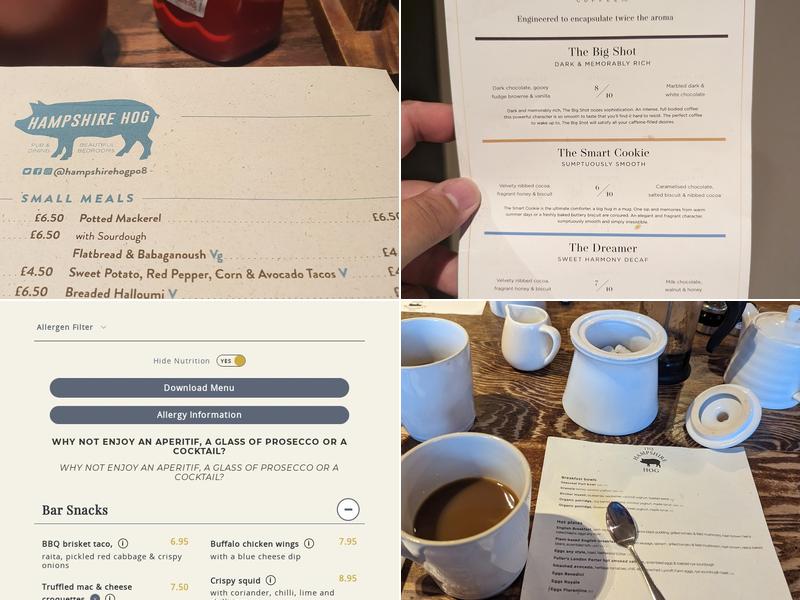 The Hampshire Hog, Clanfield Menu