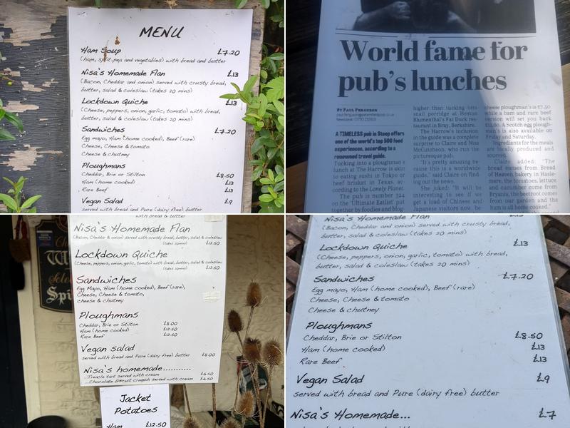 The Harrow, Steep Menu