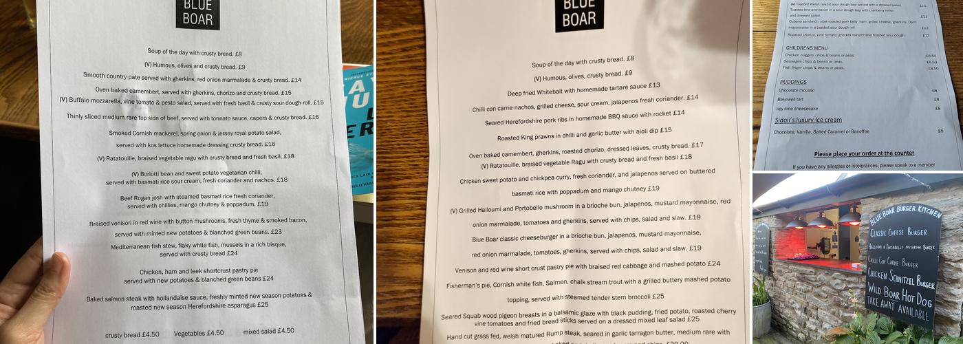 The Blue Boar Menu