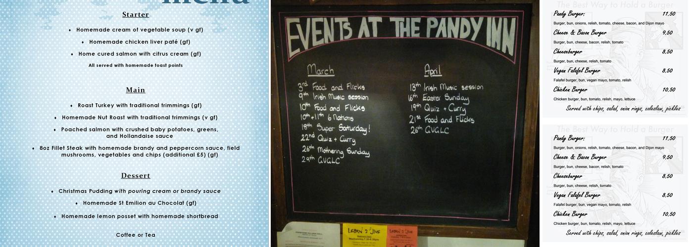 The Pandy Inn Menu