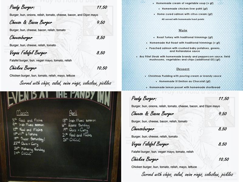 The Pandy Inn Menu