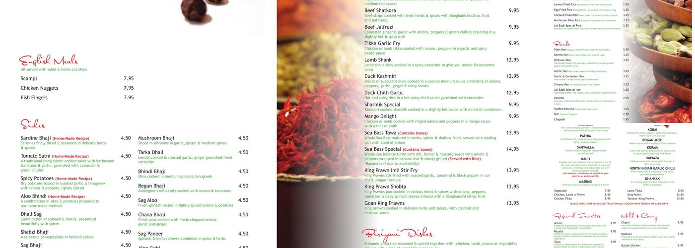 Lal Bagh Restaurant Menu