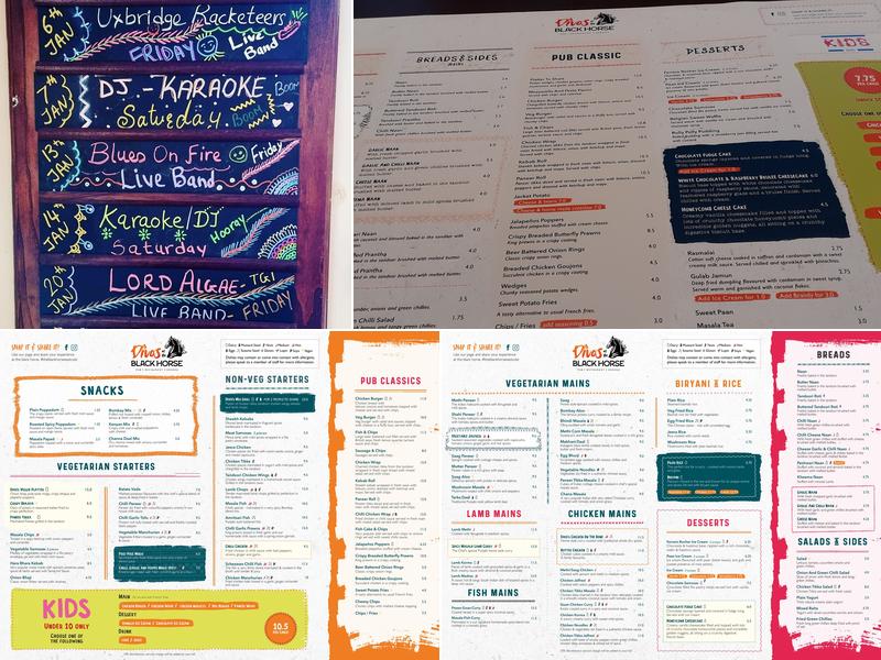 The Black Horse Eastcote Menu