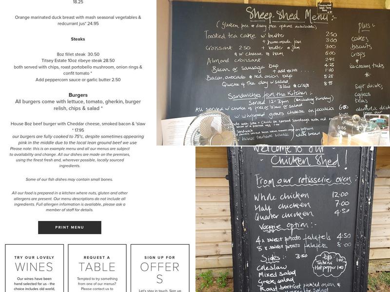 Botley Hill Farmhouse Menu