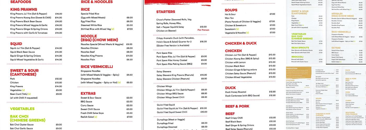 Chow's Menu