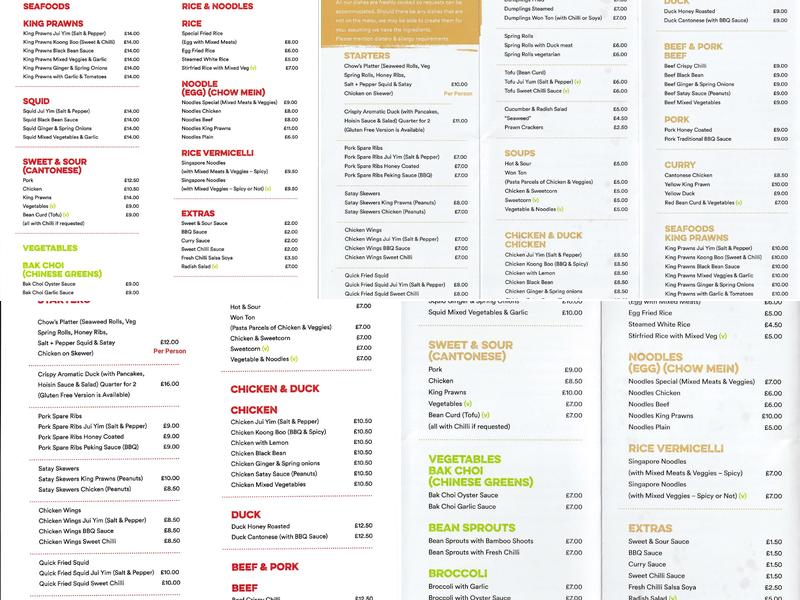 Chow's Menu
