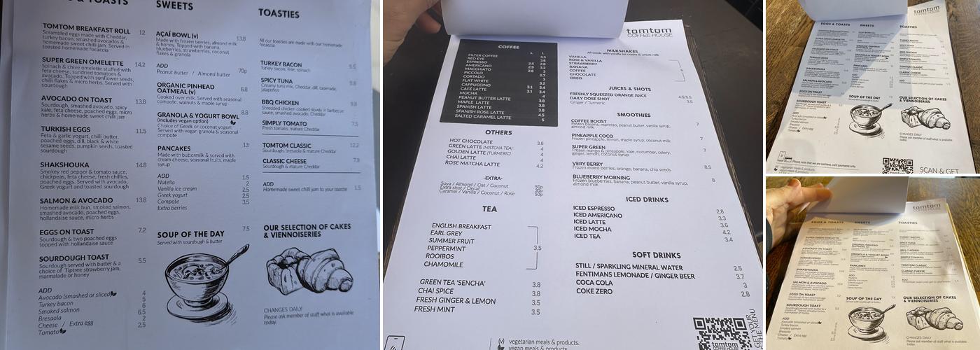 Tomtom Coffee House Menu