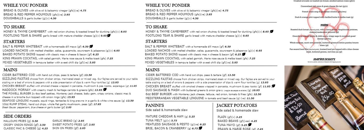 The Powell Bar & Restaurant Menu