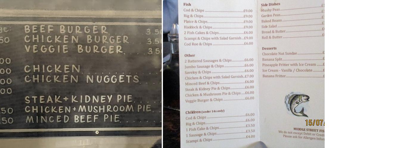 Middle Street Fish Bar Menu