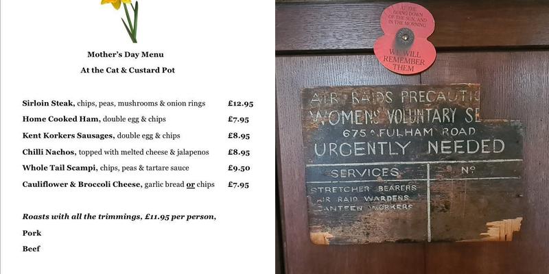 The Cat & Custard Pot Menu