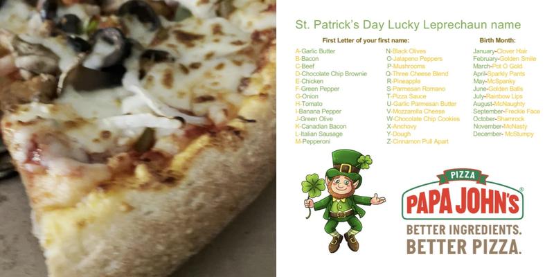 Papa Johns Pizza Menu
