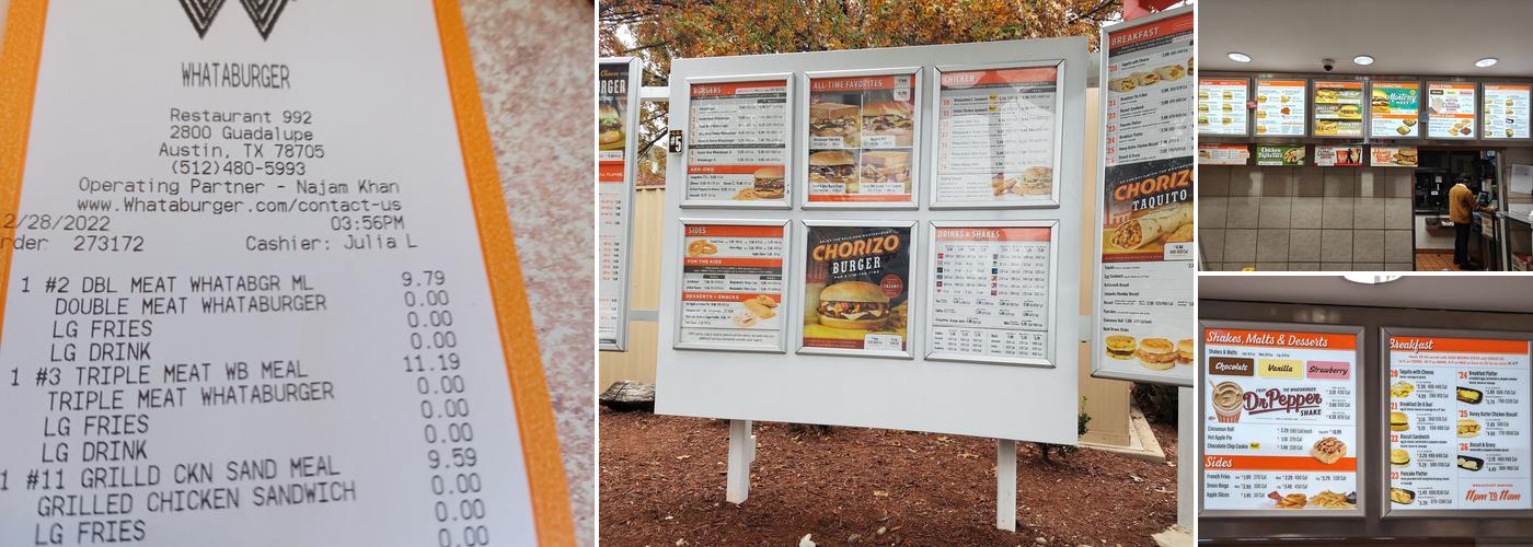 Whataburger Menu