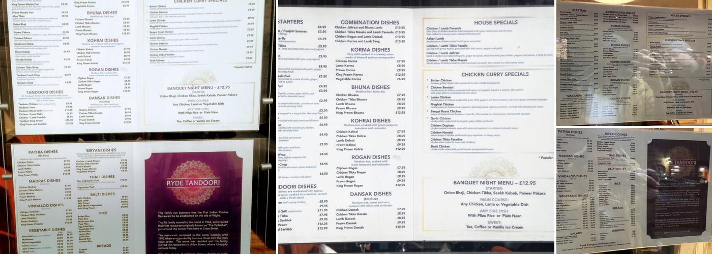 Ryde Tandoori Menu