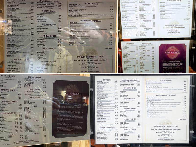 Ryde Tandoori Menu