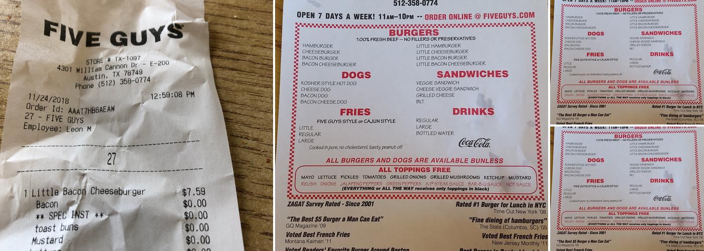 Five Guys Menu