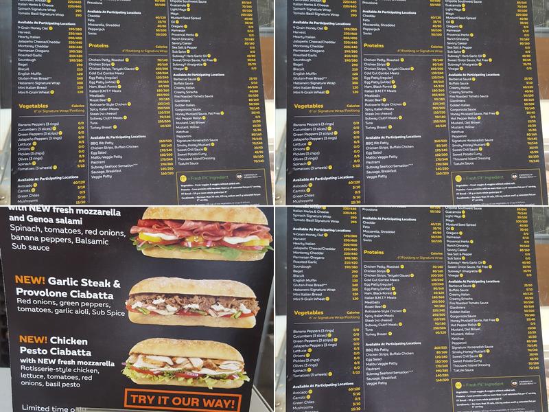 Subway Menu
