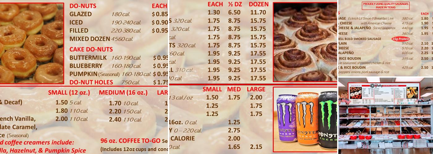Shipley Do-Nuts Menu