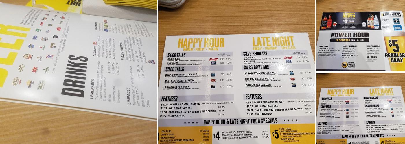 Buffalo Wild Wings Menu
