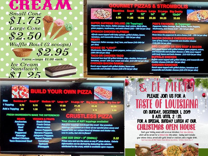 Fox's Pizza Den of Rayville Menu